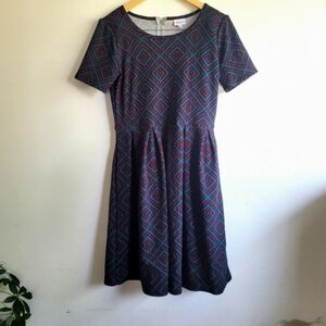 Lularoe,‎ Amelia Dress , Multicolor Diamond Print,  Size Medium